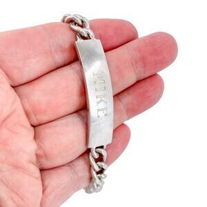 Vintage Sterling Silver ELCO ID Bracelet 8.25” | Heavy Curb Chain | “Mike”